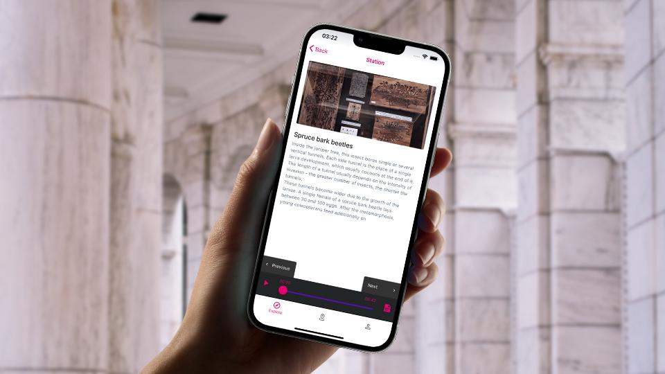 Naratour app audio guide example Naratour app showing an audio guide