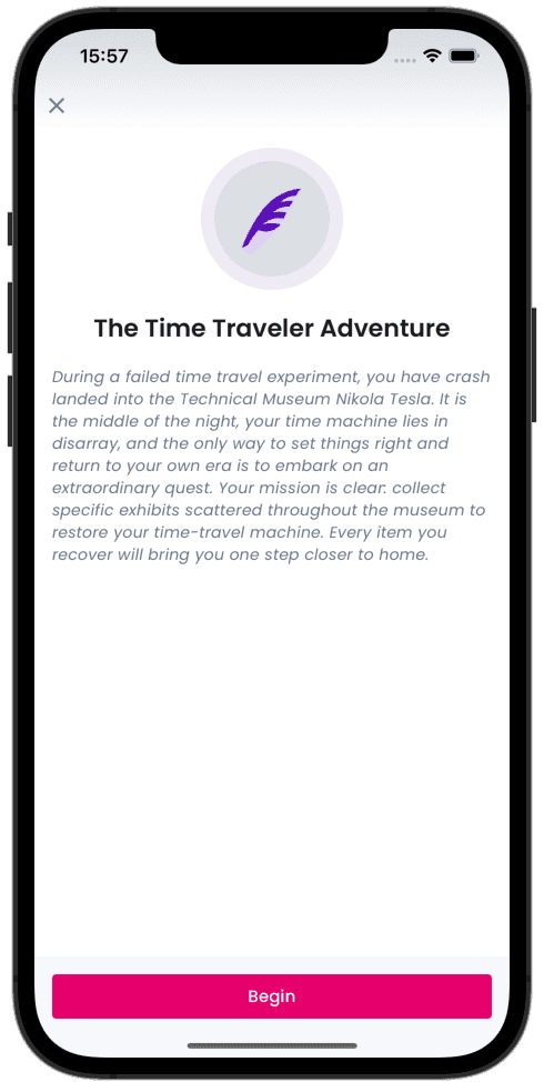 Interactive tour started Naratour app with a Interactive tour started