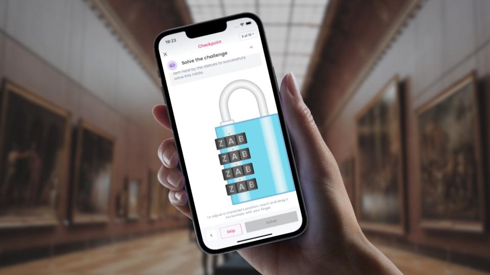 Naratour app challenge example Naratour app showing a challenge.